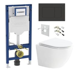 Geberit Set modulu do sadrokartónu, WC Urban a tlačidlá, čierna matná/čierna lesklá KBE034