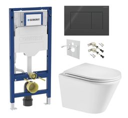 Geberit Set modulu do sadrokartónu, WC Spinex a tlačidlá, čierna lesklá KBE045