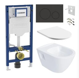 Geberit Set modulu do sadrokartónu, WC Urban a tlačidlá, čierna matná/čierna lesklá KBE050