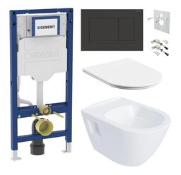 Geberit Set modulu do sadrokartónu, WC Urban a tlačidlá, čierna matná/čierna lesklá KBE052