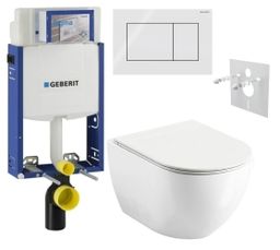 Geberit Set modulu na zamurovanie, tlačidlá a závesne WC Urban City s WC doskou, biela KBE080