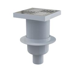 Alcadrain Podlahový prívod 150 × 150/50 mm rovný, mriežka z nehrdzavejúcej ocele APV6411