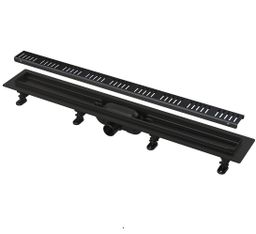 Alcadrain Jednoduchý sprchový žľab s roštom 65 cm, čierny matný APZ10BLACK-650M