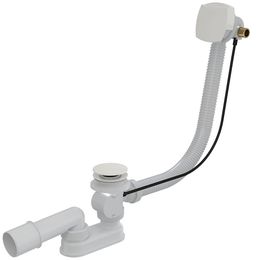 Alcadrain Automatický ventil do vane 57 cm s prepadovým napúšťaním, lesklá biela farba A564B