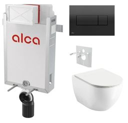 Alcadrain Set modul na stenu, WC Urban City, sedadlo s tlačidlom čierny lesk M378 KAE011