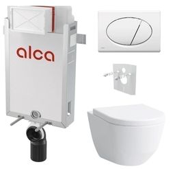 Alcadrain Set modul na stenu, WC Pro, sedadlo s tlačidlom, biela M70 KAE059
