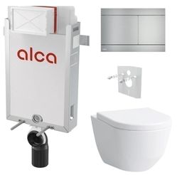Alcadrain Set modul na stenu, WC Pro, sedadlo s tlačidlom, nerez FUN-INOX KAE061