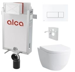 Alcadrain Set modul na stenu, WC Pro, sedadlo s tlačidlom, biela mat M576 KAE072
