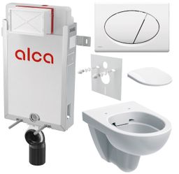 Alcadrain Sada modul na stenu, Geberit WC, sedadlo a tlačidlá M70, biela KAE078