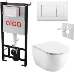 Alcadrain Set modulu do sadrokartónu, WC EBS Urban City, sedadlá a tlačidlá M270, biela