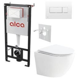 Alcadrain Set modulu do sadrokartónu, WC Urban Vort, doska a tlačidlo, biela M370