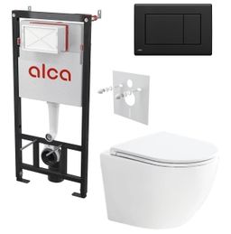 Alcadrain Set modulu do sadrokartónu, WC Urban Vort, doska a tlačidlo, čierna matná M278
