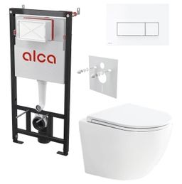 Alcadrain Set modulu do sadrokartónu, WC Urban Vort, doska a tlačidlo, biela lesklé M570