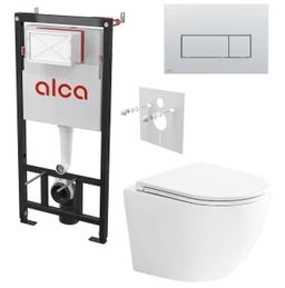 Alcadrain Set modulu do sadrokartónu, WC Urban Vort, doska a tlačidlo, chróm matný M572