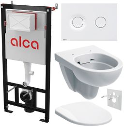 Alcadrain Set modulu do sadrokartónu, WC Geberit Selnova, doska a tlačidlo M1976, biela matná