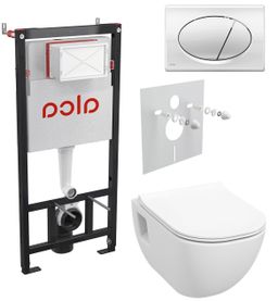 Alcadrain Set modulu do sádrokartonu, WC EBS Diana New Rimless, sedátka a tlačítka, chrom lesk M71