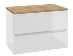 kielle Nefia Skrinka s doskou pod umývadlo 80x55x46 cm, biela lesklá/zlatý dub 50027S840