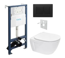 kielle Set modulu do sadrokartónu, WC Diana New a splachovacie tlačidlo, matná čierna