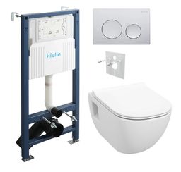 kielle Set modulu do sadrokartónu, WC Diana New a splachovacie tlačidlo, chróm lesklý