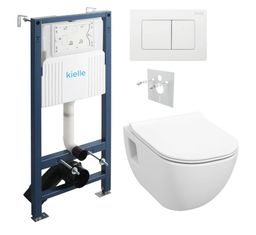 kielle Set modulu do sadrokartónu, WC Diana New a splachovacie tlačidlo, lesklá biela