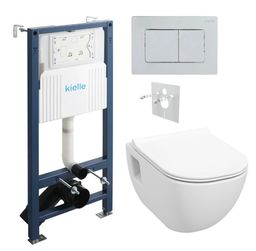 kielle Set modulu do sadrokartónu, WC Diana New a splachovacie tlačidlo, lesklý chróm