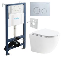kielle Set modulu do sadrokartónu, WC Urban a splachovacie tlačidlo, chróm lesklý