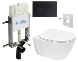 kielle Set modulu na zamurovanie, EBS Diana New WC, WC doska softclose a splachovacie tlačidlo, matná čierna KKE060