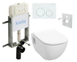 kielle Set modulu na zamurovanie, EBS Diana New WC, WC doska softclose a splachovacie tlačidlo, biela lesklá KKE064