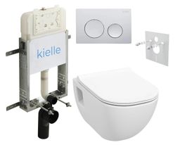 kielle Set modulu na zamurovanie, EBS Diana New WC, WC doska softclose a splachovacie tlačidlo, chróm lesklý KKE065