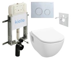 kielle Set modulu na zamurovanie, EBS Diana New WC, WC doska softclose a splachovacie tlačidlo, chróm lesklý KKE068