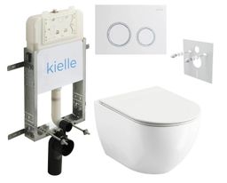 kielle Set modulu na zamurovanie, EBS Urban City WC, WC doska softclose a splachovacie tlačidlo, biela lesklá/chróm KKE076