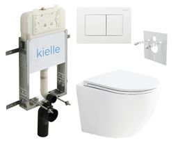 kielle Set modulu na zamurovanie, EBS Urban WC, WC doska softclose a splachovacie tlačidlo, biela lesklá KKE088