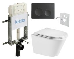 kielle Set modulu na zamurovanie, EBS Spinex WC, WC doska softclose a splachovacie tlačidlo, matná čierna KKE093