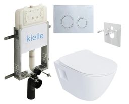 kielle Set modulu na zamurovanie, EBS Urban WC, WC doska softclose a splachovacie tlačidlo, chróm lesklá KKE104