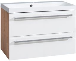 EBS Pure Skrinka s umývadlom 81 cm biela/dub - galéria #1