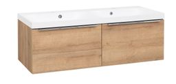 EBS Nevio Skrinka a umývadlo 121 cm, 2 zásuvky, dub Riviera