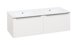 EBS Nevio Skrinka a keramické umývadlo Slim 121 cm, 2 zásuvky, biela lesklá