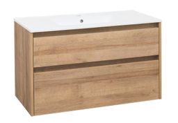 EBS Duomo Skrinka a keramické umývadlo Slim 101 cm, dub Riviera