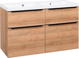 EBS Nevio B Skrinka s čiernou úchytkou + umývadlo 121 cm, dub Riviera