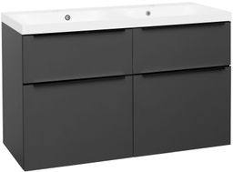 EBS Nevio B Skrinka s čiernou rukoväťou + umývadlo 121 cm, antracitovo sivá