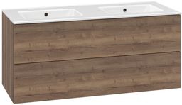 EBS KUBA Skrinka + keramické umývadlo Slim 121 cm, dub halifax