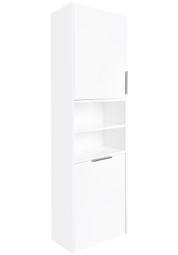 EBS City Vysoká skriňa 55 x 180 cm s košom na bielizeň, biely lesk