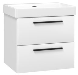 EBS Urban Skrinka s umývadlom 63 cm, biela lesklá/úchytka čierna matná URBAN63BC