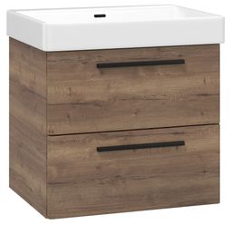 EBS Urban Skrinka s umývadlom 63 cm, dub Halifax/úchytka čierna matná URBAN63DHC