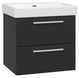 EBS Urban Skrinka s umývadlom 63 cm, čierna matná/úchytka biela matná URBAN63CMB