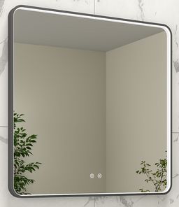 EBS Deira Zrcadlo hranaté 80x80 cm, kartáčovaná černá DEIRAZ8080LEDSBBK