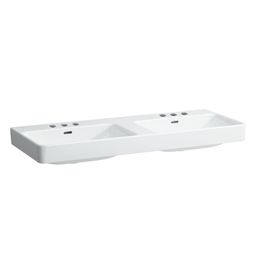 Laufen Pro S Dvojité umývadlo 130 x 46,5 cm s tromi otvormi na batériu, biele H8149680001081
