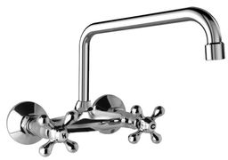 Mereo Retro Viktoria Drezová nástenná batéria, rozstup 10 cm s výtokom 23 cm, chróm CBL301A04