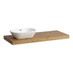 Laufen Lani Umývadlová doska 120 cm, s výrezom na ľavej strane, vrátane 2 nástenných konzol, divoký dub H4046721122671