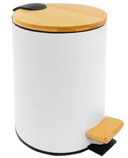 Aqualine Bambusový odpadkový kôš 3 l SoftClose, matná biela BI006